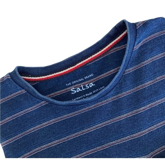 SALSA Men’s T-Shirt Stripe Blue Allover Size Small - Picture 1 of 8